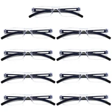 9PK Men Women Blue Light Blocking Reading Glasses Rimless Unisex Computer Reader