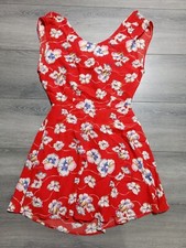 Forever 21 Adult Womens Junior Medium Red Floral Tie Open Back Summer Spring