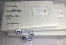 New Extra Thick Travel Cot Mattress Fully Breathable Mattress /  Quilted Cover 