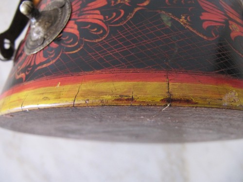 ANTIGUO FRASCO DE ESPECIAS DE MADERA LACADO IMPRESIONANTE PINTADO A MANO DE PAKISTÁN - Imagen 9 de 9