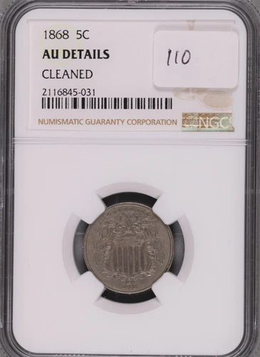 1868 Shield Nickel - NGC AU Details - Cleaned #031