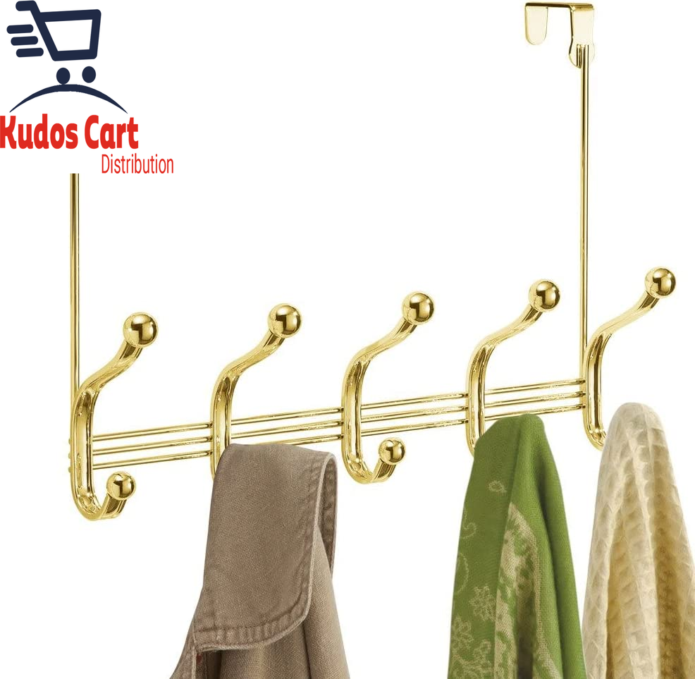 Gold Brass Over Door Hook Hanger Wardrobe Storage Bathroom Towel