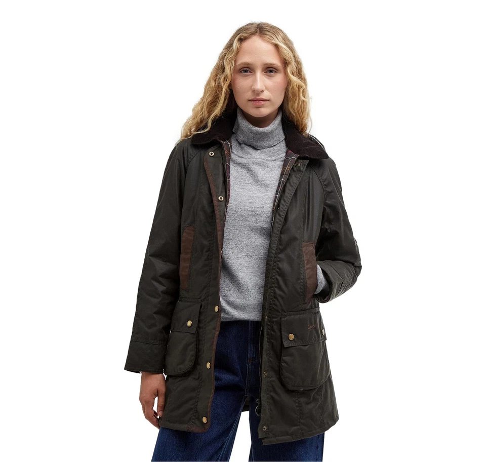 BARBOUR Giubbotto Donna Bower Wax LWX0534OL71 Colore Verde Oliva - Immagine 2 di 4