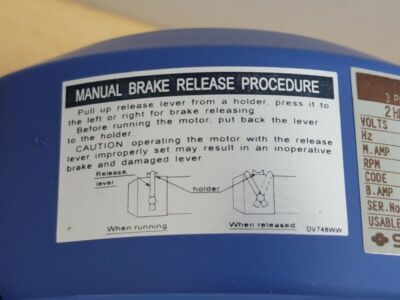 Sumitomo SM-Cyclo Gearmotor Brake CNHM2-6115A-B-43, 2 HP