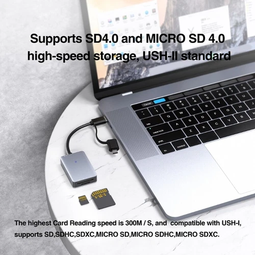 USB 3.0&Type C SD4.0 MicroSD4.0 Card Reader for Multimedia Professionals and