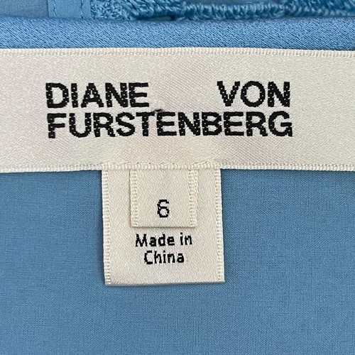 DIANE VON FURSTENBERG Women's Blue Asymmetric Perforated Wrap Midi Dress Size 6 - Picture 6 of 15