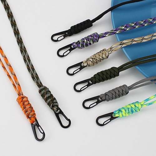 Braided Nylon Rope Lanyard Keychain ID Badge Phone Holder Neck/Wrist Strap Clip□ - Foto 9 di 33
