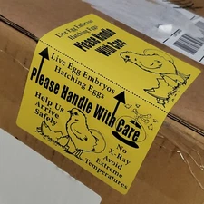 50 X-Large 6" x 4" Handle with care Hatching Eggs Shipping Labels Box Edge Seal