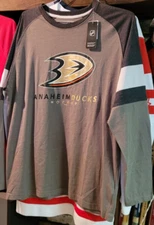 Anaheim Ducks XL 46/48 Black/Gold/Gray long sleeve t-shirt - NHL - NWT