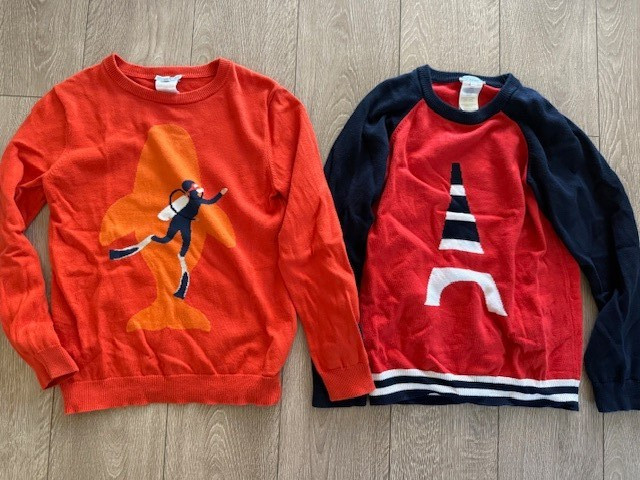 Jacadi Boys Kids 10A 140cm Crew Neck Graphic Cotton Wool Sweater French Paris
