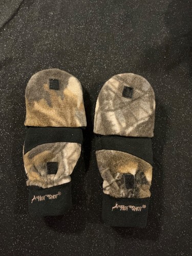 Hot Shot Medium Men’s Camo Fleece Pop-Top Mittens Thinsulate Polyester - Picture 4 of 8