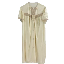 Vtg. Vanity Fair Antron III Nightgown Cream 70s Button Down Deadstock NWT Size M