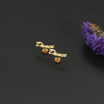 Minimalist Custom Personalize Name Letter Women Stud Earrings
