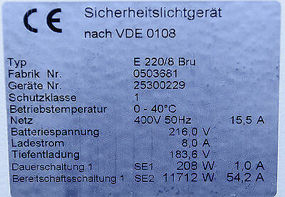 HEINRICH NOTSTROM ANLAGEN TYP E220/8 BRU 0503681 SICHERHEITSLICHTGERÄT - Bild 6 von 7