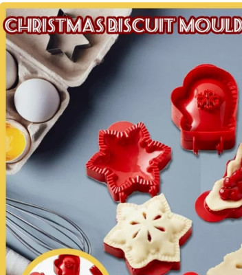 Cook With Color Christmas SNOWFLAKE Pocket Pie Biscuit 5'' Mold Red NEW