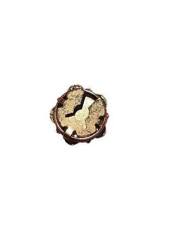 antique button cover brass gold color pearl flower center 1” Circle Jewelry Old - Picture 3 of 3