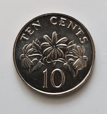 COIN VINTAGE AUTHENTIC SINGAPORE 10 TEN CENTS 1990