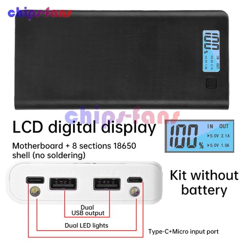 8*18650 Battery Box LCD Mobile Power Bank Case Kit Fai da Te Custodia di Ricarica Batteria - Foto 3 di 30
