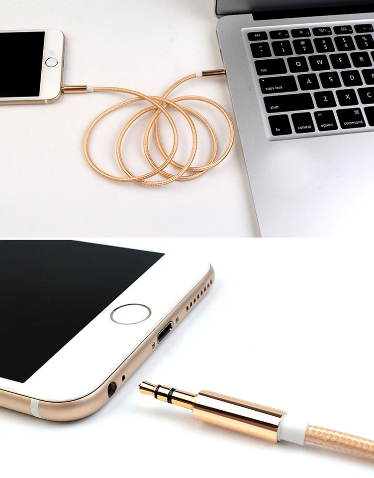 AUX Cable 3.5mm Braided Audio for Car Phone stereo Cord Male to Male Auxiliary - Image 4 of 4