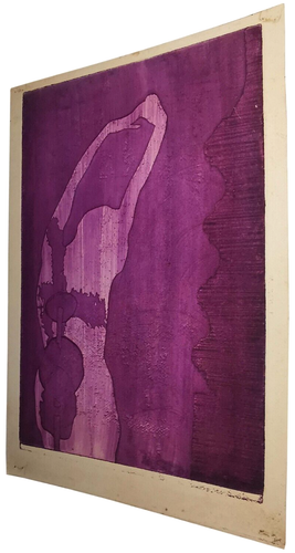 MID-20TH C AMERICAN VINT WOMAN'S SILHOUETTE W/GUITAR FIGURATIVE SERIGRAPH UNFRMD - Picture 4 of 13