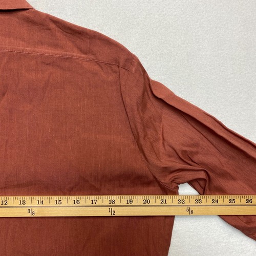 Theory Linen Blend Shirt Women's P Maroon Hidden Placket Stretch Button Up - Picture 8 of 10