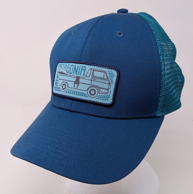 Patagonia Pickup Lines Surf Mid Crown Trucker Hat Blue Teal Mesh Snapback