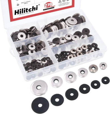 #ad Hilitchi 270 Pcs Stainless Steel Neoprene Bonded Washers Kit $30.49