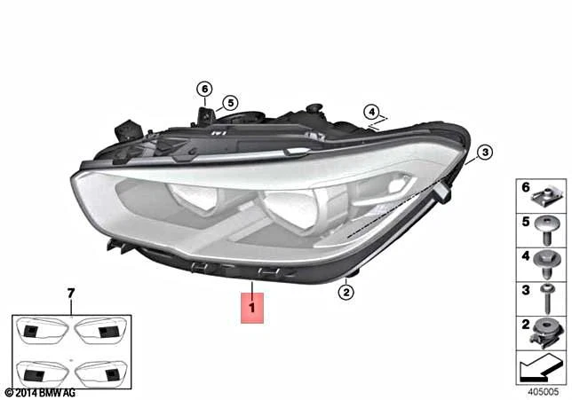 Genuine BMW F20 F21 114d 116d ed Headlight LED Right BLACK LINE  