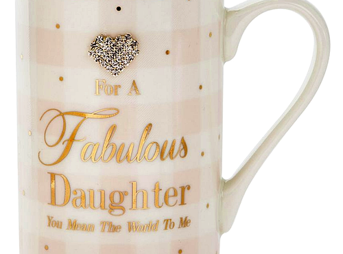 Diamante Fabulous Daughter Mug Boxed Gift Coffee Cup Birthday Present Mad Dots - Picture 2 of 2