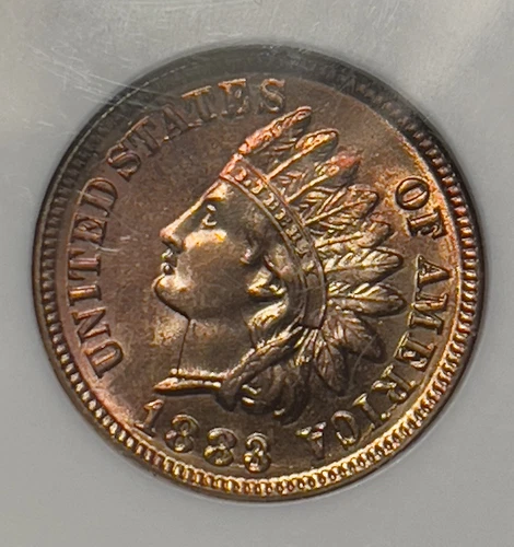 1883 Indian Head Cent, NGC Graded MS64RB.  Nice Red & Golden Toning! (See Pics).