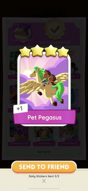 Pet Pegasus - Collectible Trading Cards Monopoly Go Sticker Pet Pegasus - Collectible Trading Cards Monopoly Go Sticker