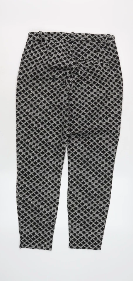 Women's Black Geometric Trousers Size 10 - Изображение 2 из 4