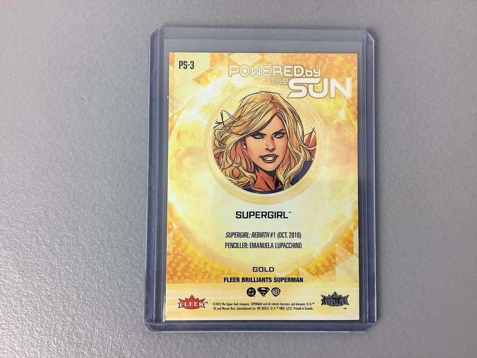Tarjeta coleccionable Supergirl Powered by the Sun Fleer Brilliance 2025 Foto 2 de 4