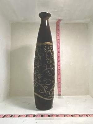 Ceramic Brown and Gold Floral Decorative Flower Vase, 16 in, Contemporary