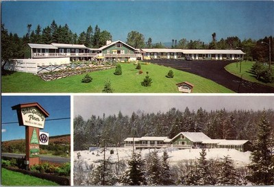 Whispering Pines Motel & Ski Lodge Woodford Vermont Vintage Postcard
