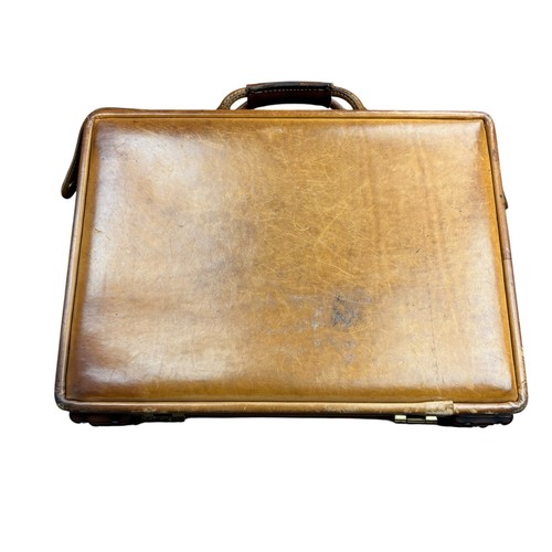 Ancienne mallette en cuir marron Hartmann serrure à combinaison bagage voyage 18x13x3 - Photo 2/17