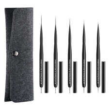 Nail Art Liner Brushes 5Pcs with Caps & Bag,Double‑Ended Thin Liner & Dotting Pe