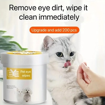 200Pcs Pet Eye Wipes for Dogs & Cats, Disposable Pre-Soaked Eye Cleaning Pads US