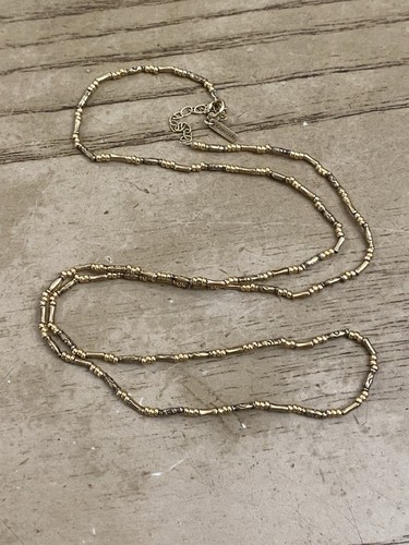 CHAN LUU Sterling Silver Gold Vermeil CHAIN NECKLACE w/SILVER BEAD STATIONS 22”