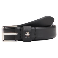 Tommy Hilfiger Women's Designer Square Buckle Leather Belt Black AW0AW16607