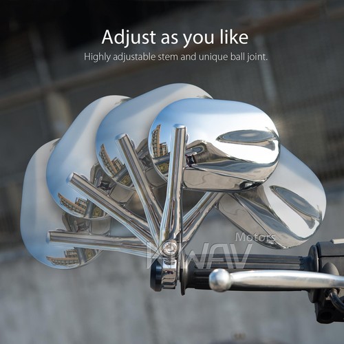 Bar end mirrors heavy chrome oval for Harley 7/8" - 1-1/4" hollow bar ID 14-24mm - Picture 6 of 9