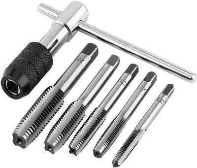 6pc Thread Tap Wrench Tool Set T-Handle Screw Metric Plug T-Taps M3 M4 M5 M6 M8