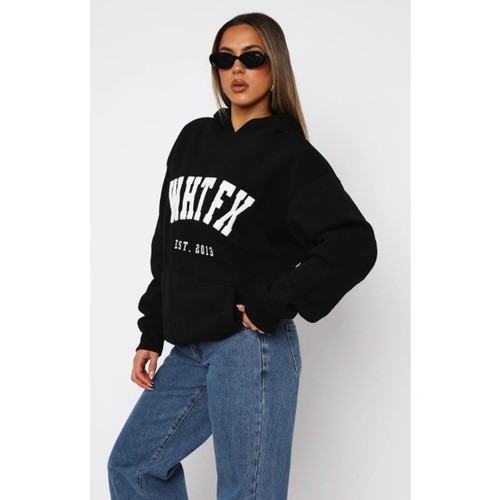 (XS/S) $70 White Fox Give It Away Oversized Hoodie Black - Picture 3 of 6