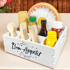 Holder for Party Farmhouse Crate Look - White Napkin Paper Plate Dispenser 