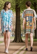 Johnny Was O/S 100 Silk Kimono Wrap Top Cover Up Beading 33  PTP Lightweight