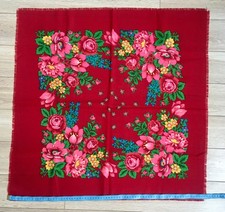 Shawl Scarf, Ukrainian National Ethnic, Vintage, Wool, Flowers, Ornament 75 cm,