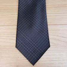 PERRY ELLIS Mens Neck Tie Black Geometric Textured Geo Modern Classic Necktie