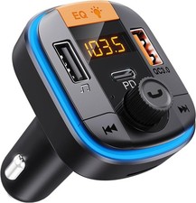 Car Adapter, Bluetooth 5.0 FM Transmitter for Car PD20W QC3.0 Cigarette Lighter.