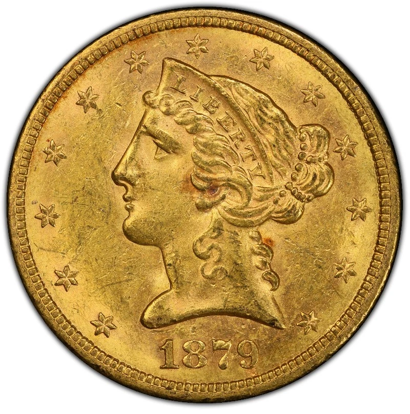 1879-S $5 PCGS MS 62 CAC ~ VERY PLEASING GOLD HALF EAGLE - Image 4 of 4