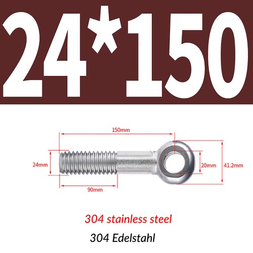 M5-M24 EYE BOLTS THREADED RINGS A2 STAINLESS STEELS CATENARY WIRE HANGING SCREWS - Picture 137 of 142